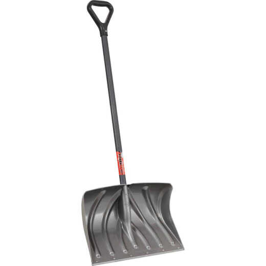 Suncast 20 In. Graphite Snow Shovel & Pusher with Steel Wear Strip and 38 In. Steel Handle